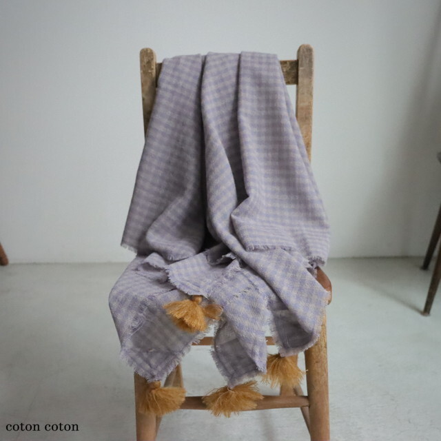 R329 Robe de Peau ウールガーゼタッセルストール　２色