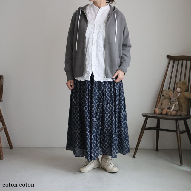 TS240CT089　TISSU  スペインピマセーターライク天竺ダブルジップパーカー 2色