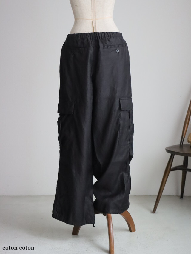 【関税込み】LE17SEPTEMBRE ブルー タック カーゴパンツ アタックベース ストレッチカーゴパンツ ネイビー LL