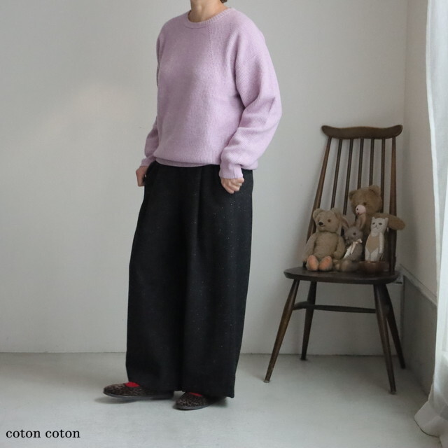 UT504AW51 Utilite ネップツイード タックパンツ