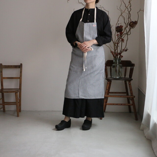 TW02A ALDIN フルエプロン紺ストライプ