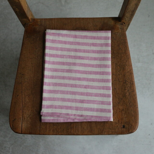 Lkc001 38 Fog Linen Work リネンキッチンクロス ピンクベージュストライプ 普通地