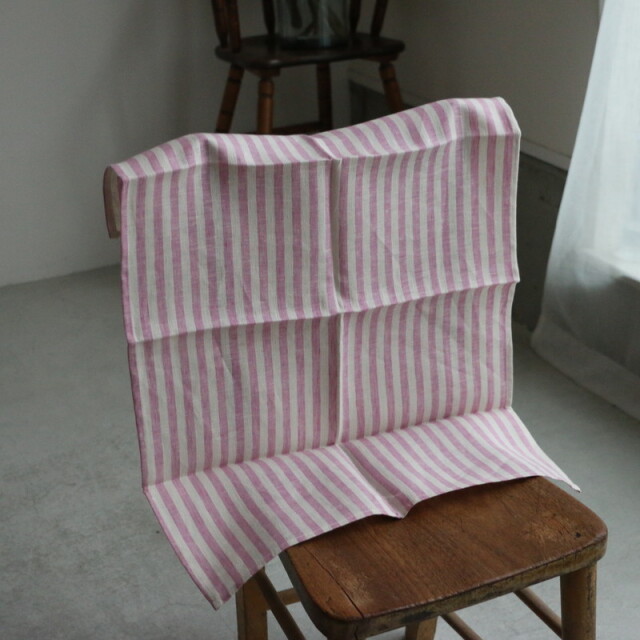 Lkc001 38 Fog Linen Work リネンキッチンクロス ピンクベージュストライプ 普通地