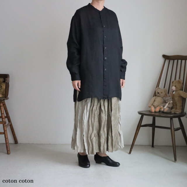 63112075　n.VB  120/1 Ramie Twill LONG SHIRT 2色