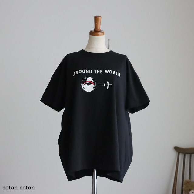 61C113　快晴堂　半袖Girl'sTシャツWIDE FIT  Around the World 　A柄　 2色