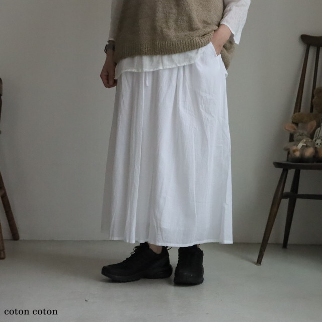 NSL26025  soil  80s COTTON VOILE PLAIN GATHERED SKIRT　２色