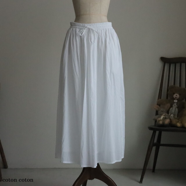 NSL26025  soil  80s COTTON VOILE PLAIN GATHERED SKIRT　２色