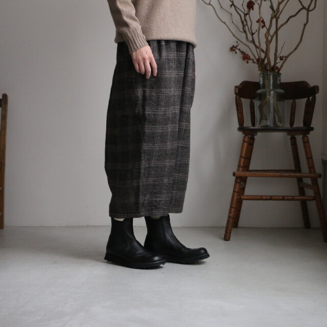 独創的 ジャガードサルエルパンツ ウールリネン混 blomme vlas - サルエルパンツ