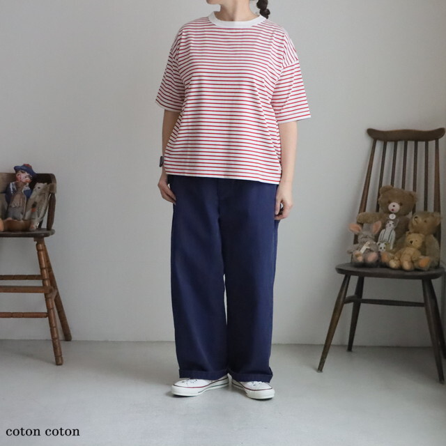 62C23　快晴堂　Girl’s コーディネートボーダー５分袖Tシャツ 2色