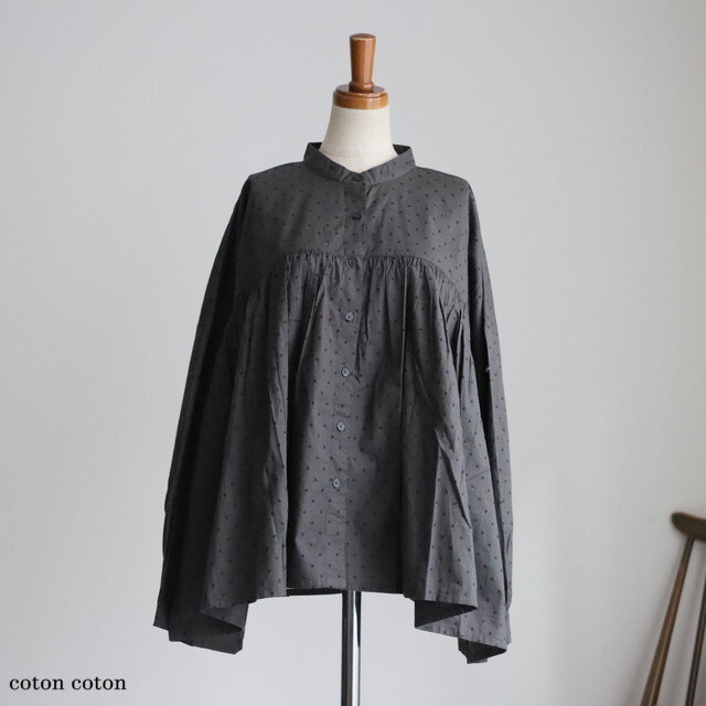 NSL25532  soil  40s POPLIN DOT PRINT BANDED COLLAR SHIRT