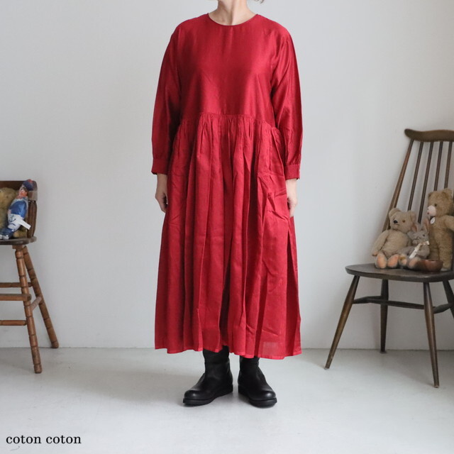 NMDS25544 maison de soil  COTTON SILK RAJASTHAN GATHERED DRESS   ２色