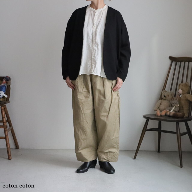 P80638 prit  30/2ツイルストレッチ裏起毛 トッパーカーディガン