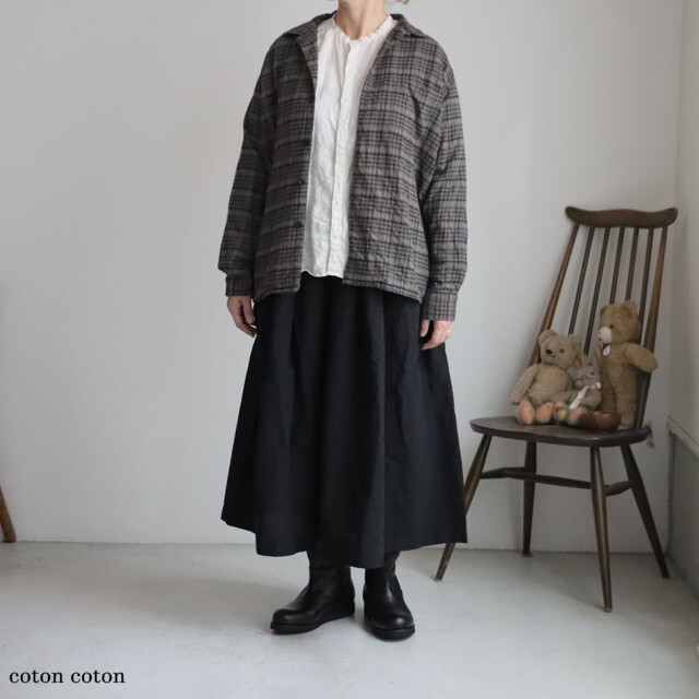 INHT21CKD　HTS  COTTON CHECK OVERDYE ONE-UP COLLAR SHIRT