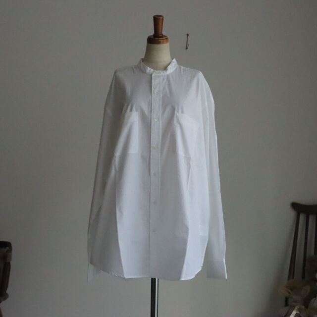 NVL2681 Vas-y Lentement  60s ORGANIC POPLIN BANDED COLLAR L/SL OVERSIZED SHIRTS