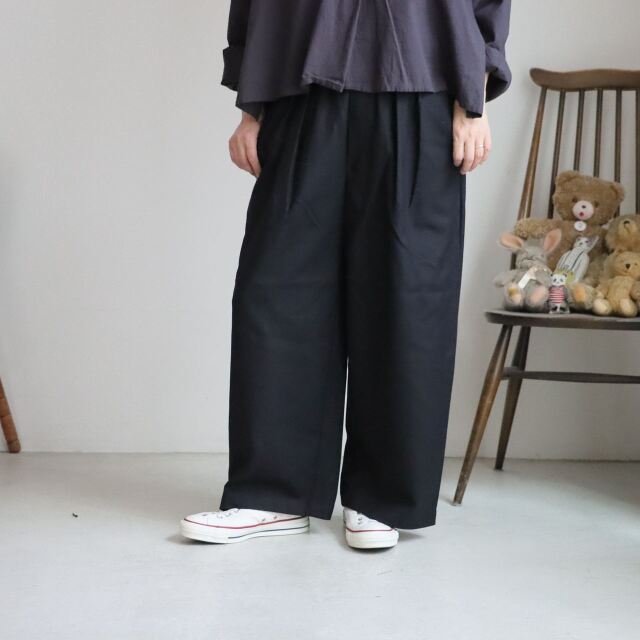 GNMDS2502WS maison de soil  WOOL SERGE 2TUCK WIDE EASY PANTS ３色