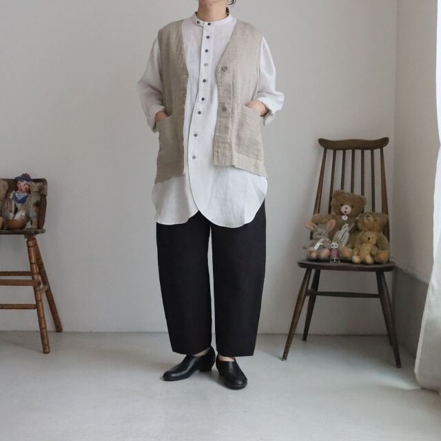 LWC074　fog line work  オーエン ジレ ナチュラルヘリンボーン