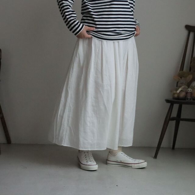 INMDS26705  maison de soil  TWILL COTTON KHADI PLAIN GATHERED SKIRT  2色