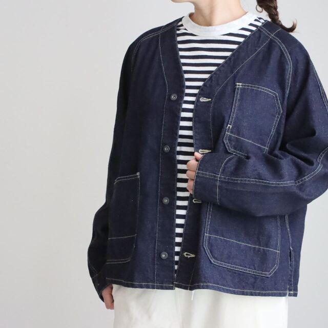 ST186  Veritecoeur  ノーカラーデニムカバーオール　ONE WASH