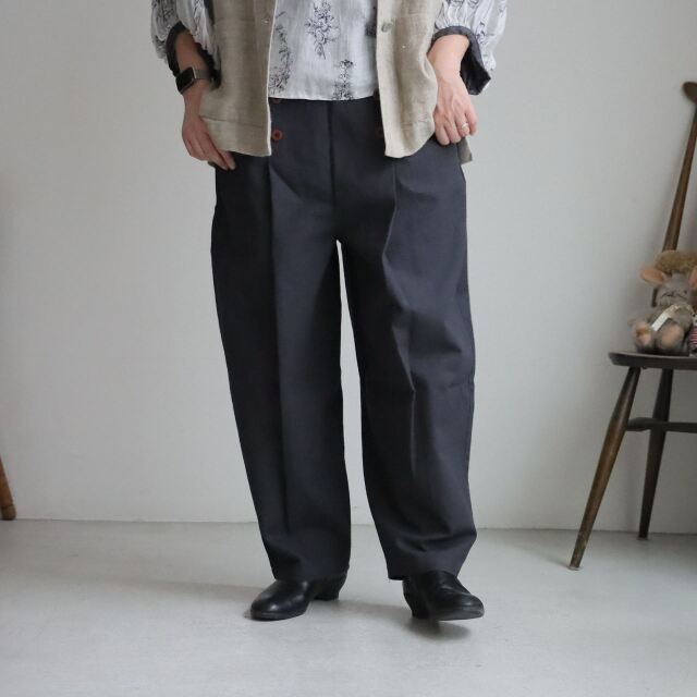 PT71 MAGALI コットンリネンオーバーダイマリンパンツ