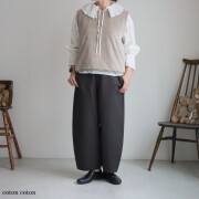 Veritecoeurインディゴ染めコットンリネンベルテッドコート シャツ・ブラウス - sucre はVeritecoeur,alacrity,a+koloni