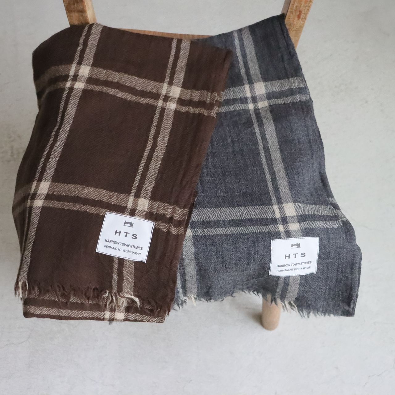 INHT2582 　HTS   WOOL CHECK STOLE ２色