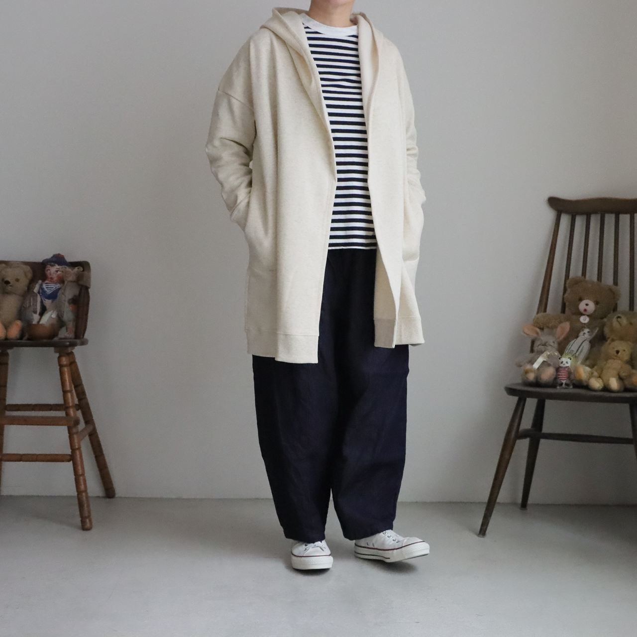 GNSL26501 soil BRUSHED FRENCH TERRY HOODED CARDIGAN 2色