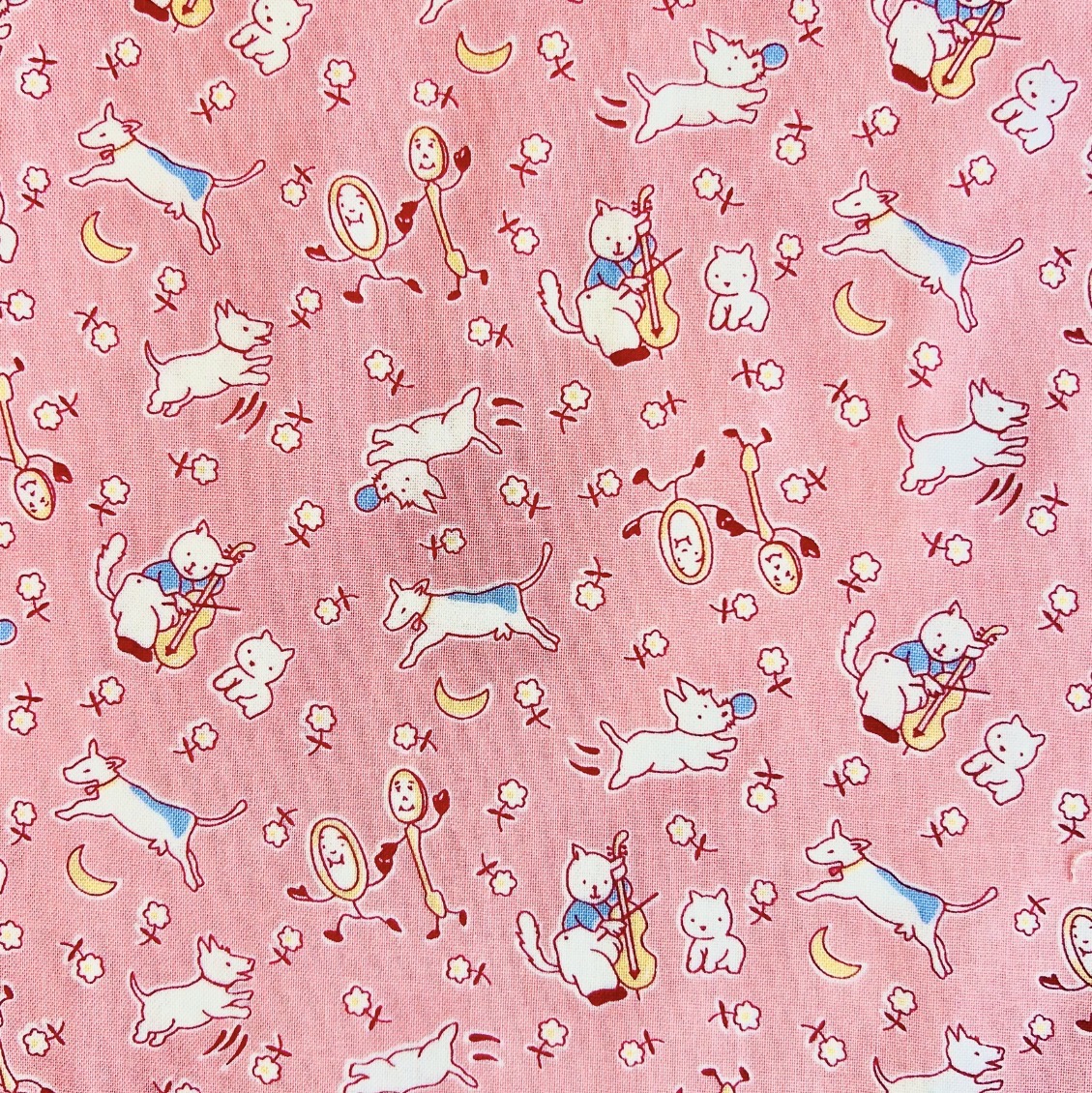 希少生地　USA輸入【サーティーズ（1930年代の復刻版生地）】UTH-207　ピンク系 レトロ動物柄