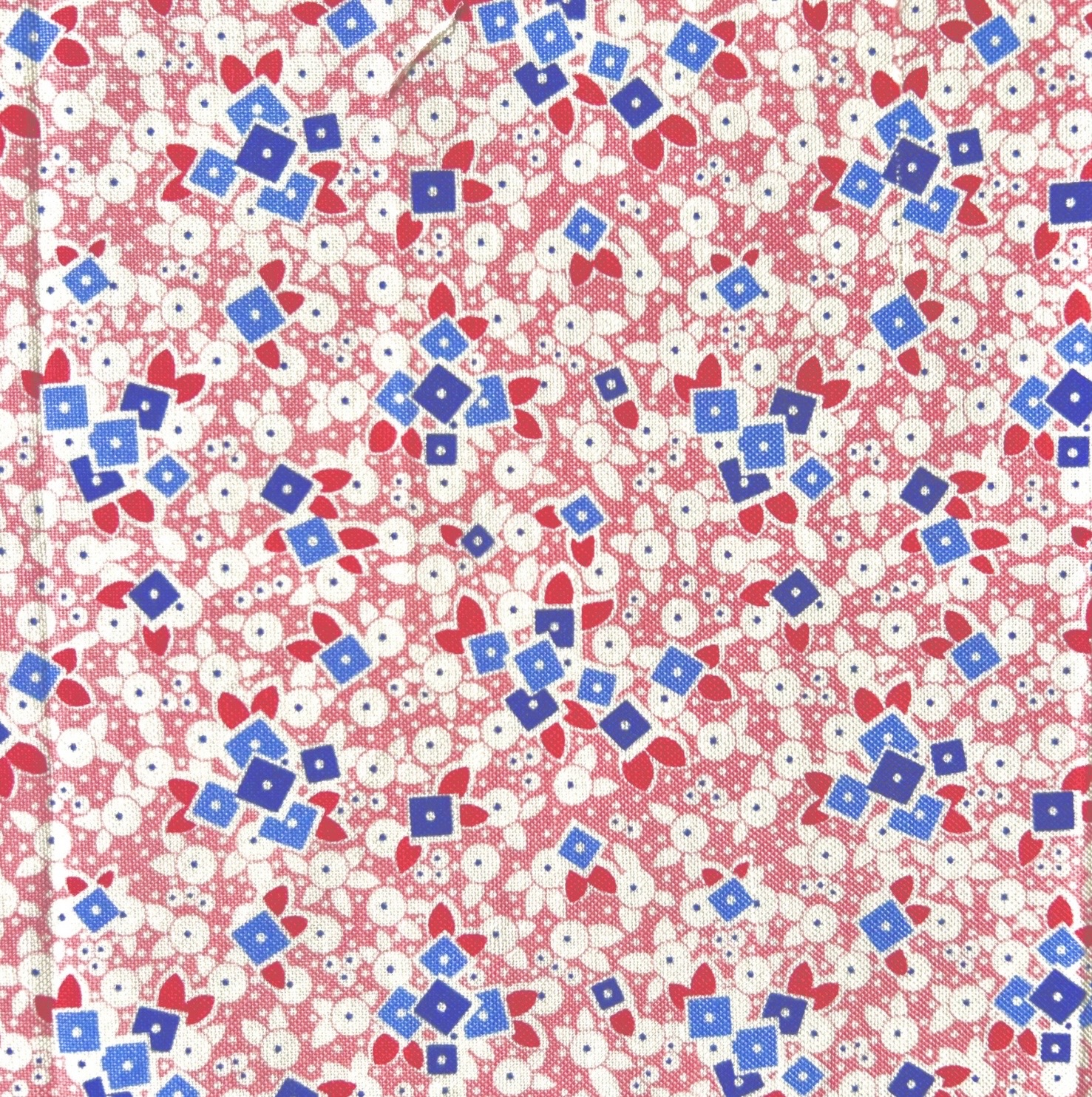 希少生地　USAコットン【サーティーズ（1930年代の復刻版生地）】レトロ柄　ピンク系　50×27cm(UTH-257)