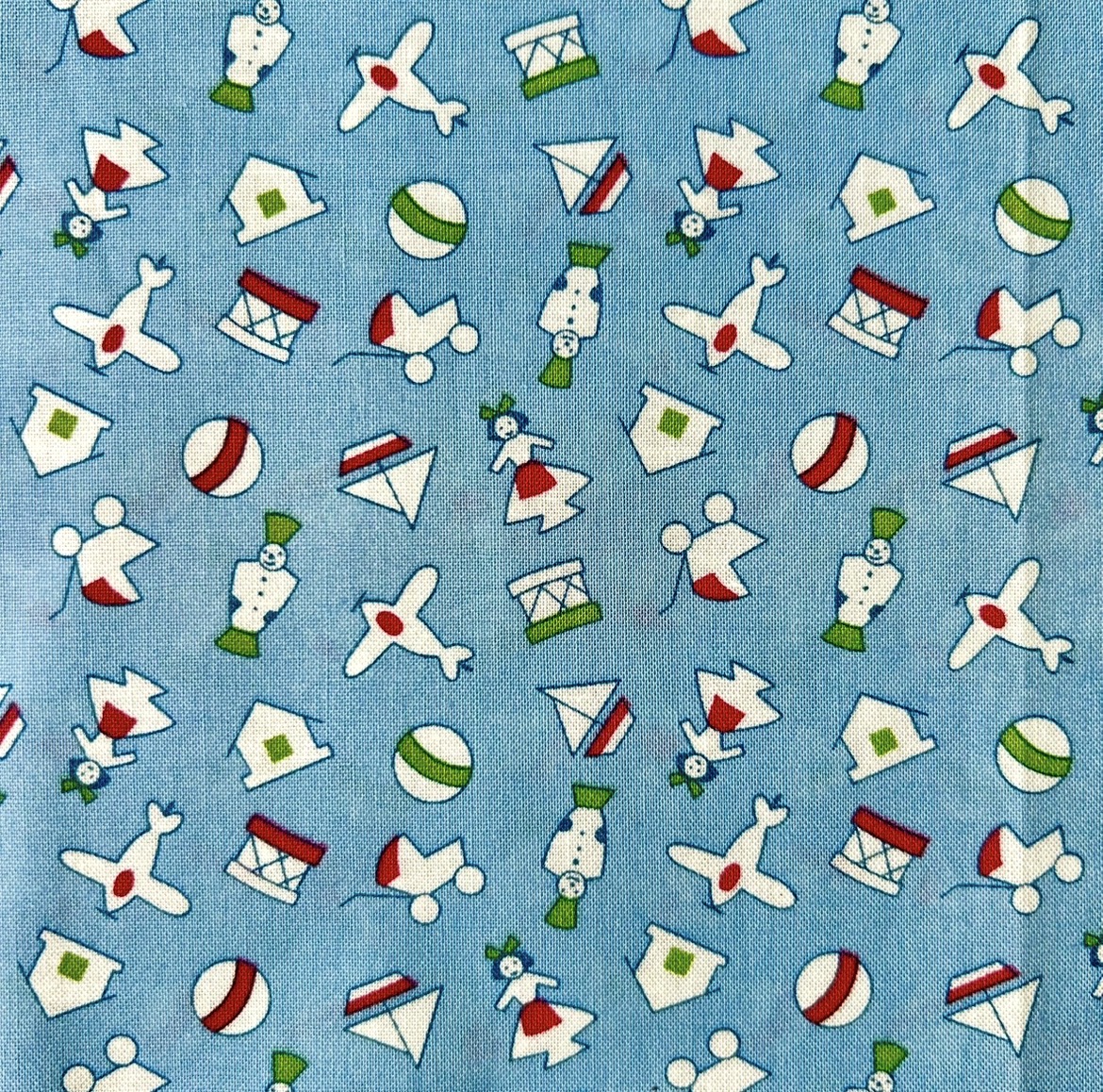 希少生地　USAコットン【サーティーズ（1930年代の復刻版生地）】レトロ柄　おもちゃ柄　ブルー系　(UTH-268)