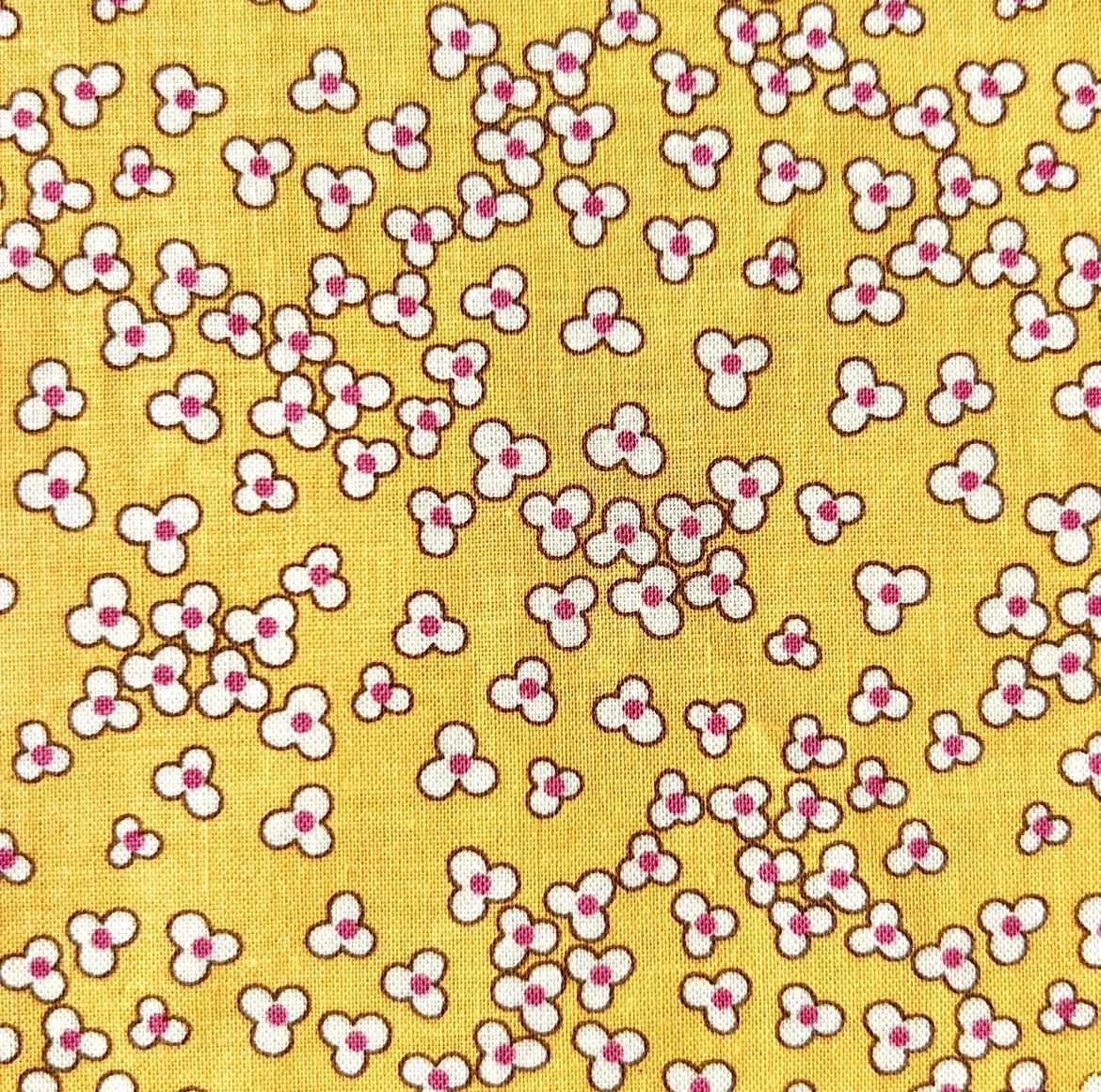 希少生地　USAコットン【サーティーズ（1930年代の復刻版生地）】レトロ柄　花柄　イエロー系　(UTH-269)