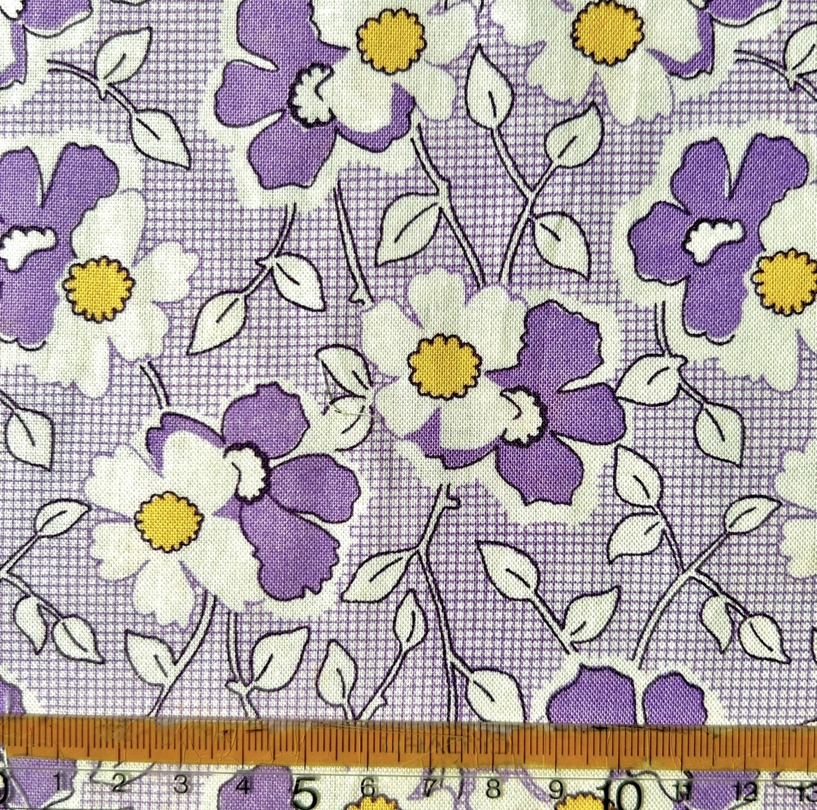 希少生地　USAコットン【サーティーズ（1930年代の復刻版生地）】レトロ柄　花柄　パープル系　(UTH-274)