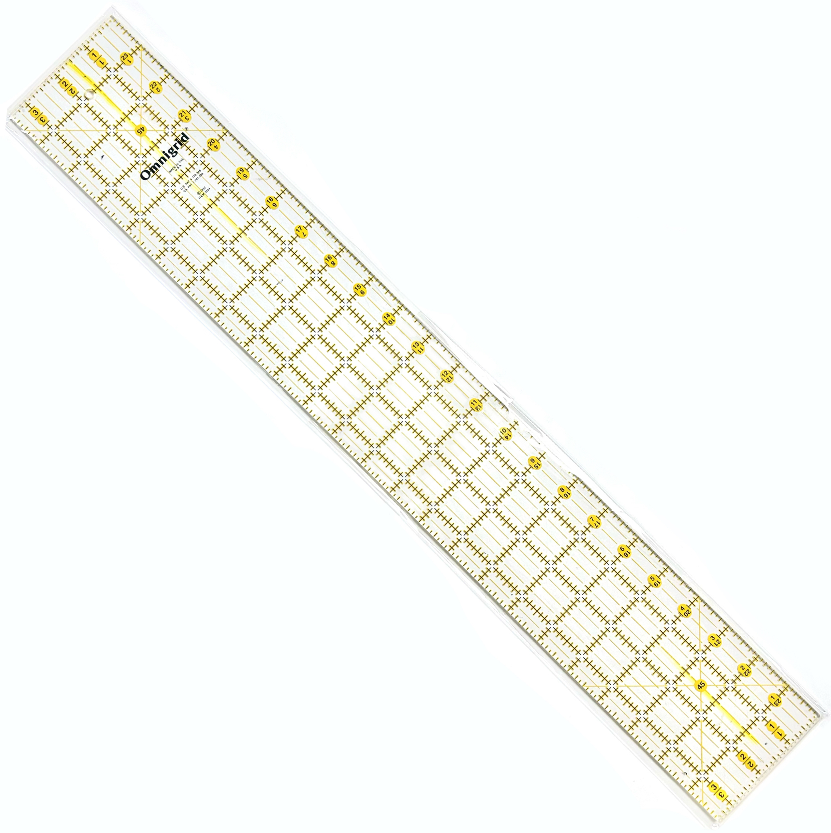 USA製【 Omnigrid 】米国オムニグリッド社製  キルティング＆パッチワーク、ソーイング定規 "3.5 × 24"インチ(8.89 × 60.96センチ) USED品につき半額  (NOT-318)
