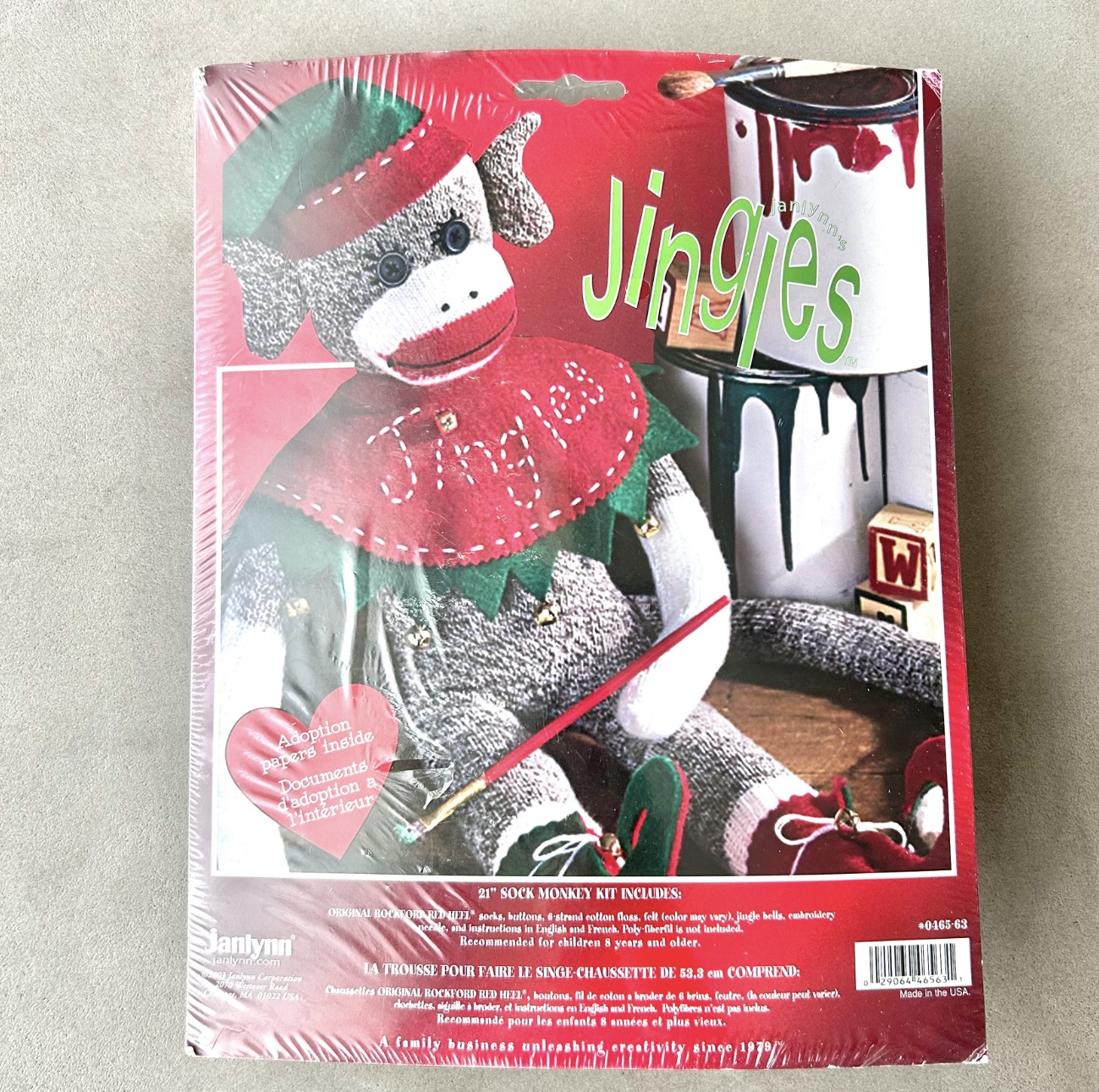 USA輸入 ヴィンテージ【Jingles Sock Monkey】 オールドアメリカンなぬいぐるみ ソックモンキーのクラフトアニマルキット (GSM-004)レシピ付き