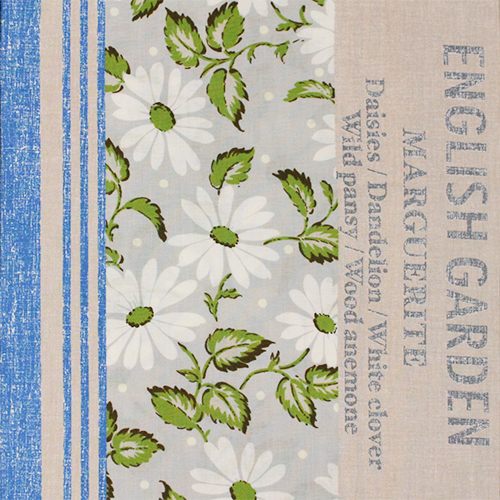 ★在庫わずか【小関鈴子先生デザインプリント】英字 花柄 ボーダー ミニカット (JKS-191) 色展開 グレー系 ブラック系