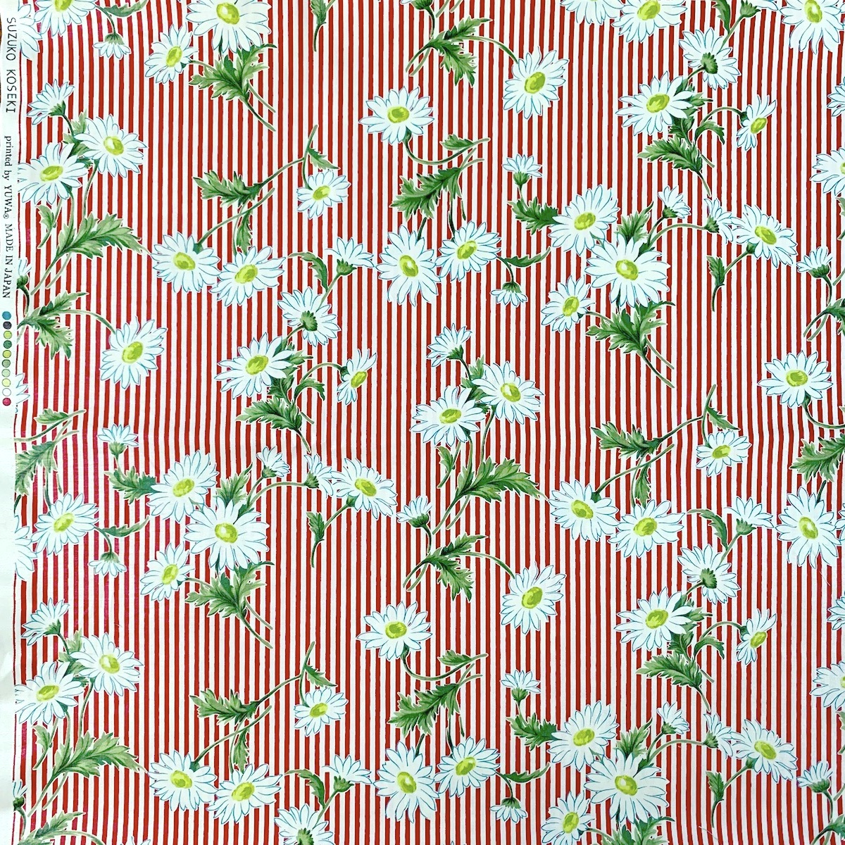 【小関鈴子先生デザインプリント】花柄  6色展開  レッド×ホワイト ストライプ (JKS-445）