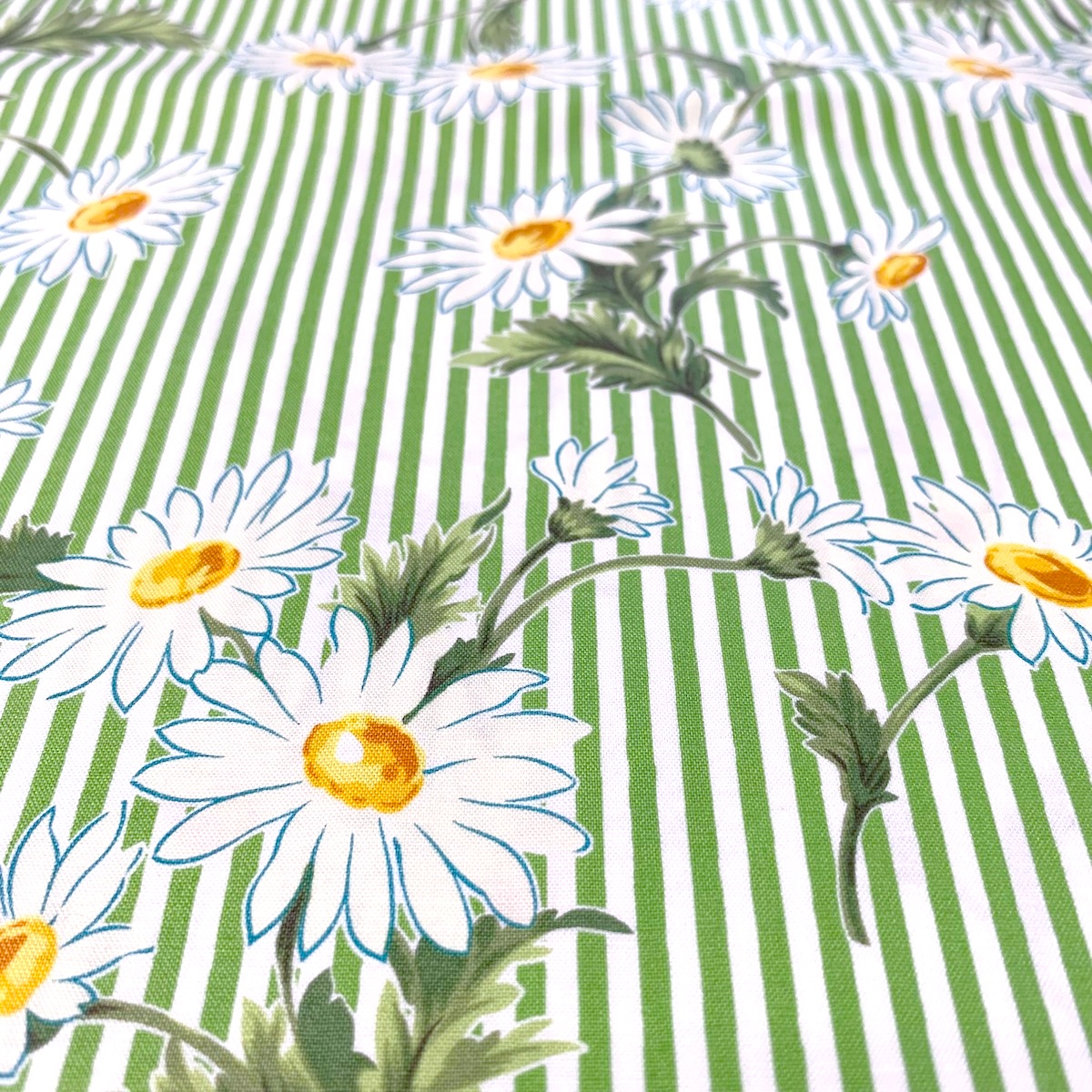 【小関鈴子先生デザインプリント】花柄  6色展開  グリーン×ホワイト ストライプ (JKS-446）