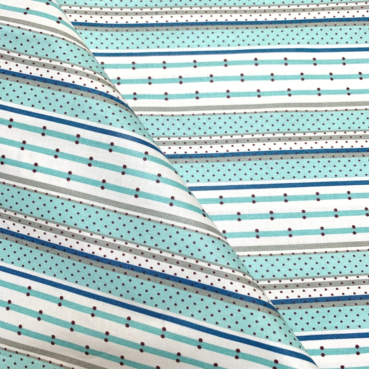 【小関鈴子先生デザインプリント】ストライプ ドット柄 5色展開  ミントグリーン×ホワイト  (JKS-448）