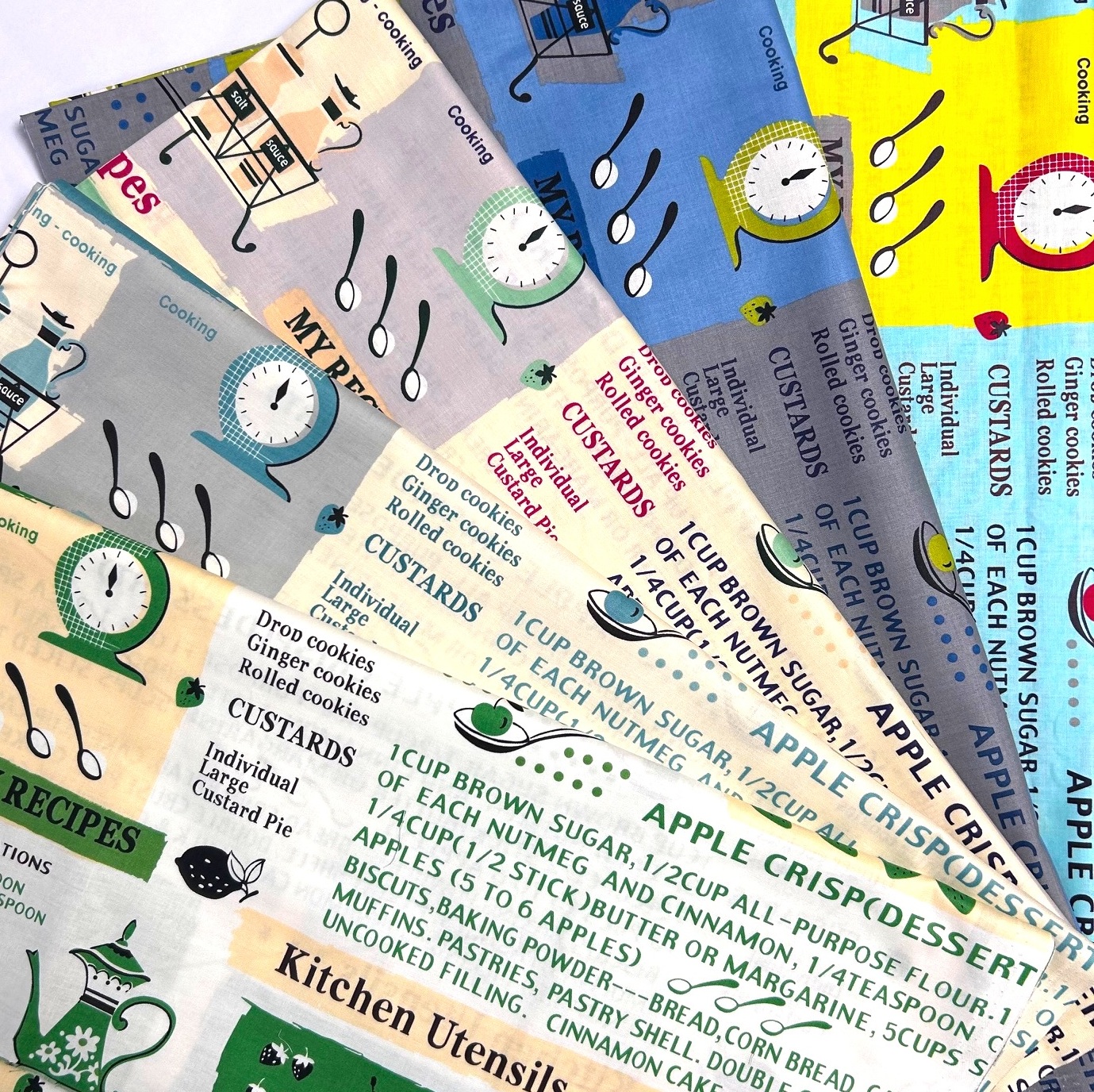 【小関鈴子先生  新柄デザイン】キッチン柄  英字  5色展開  50×110cm刻み (JKS-482）