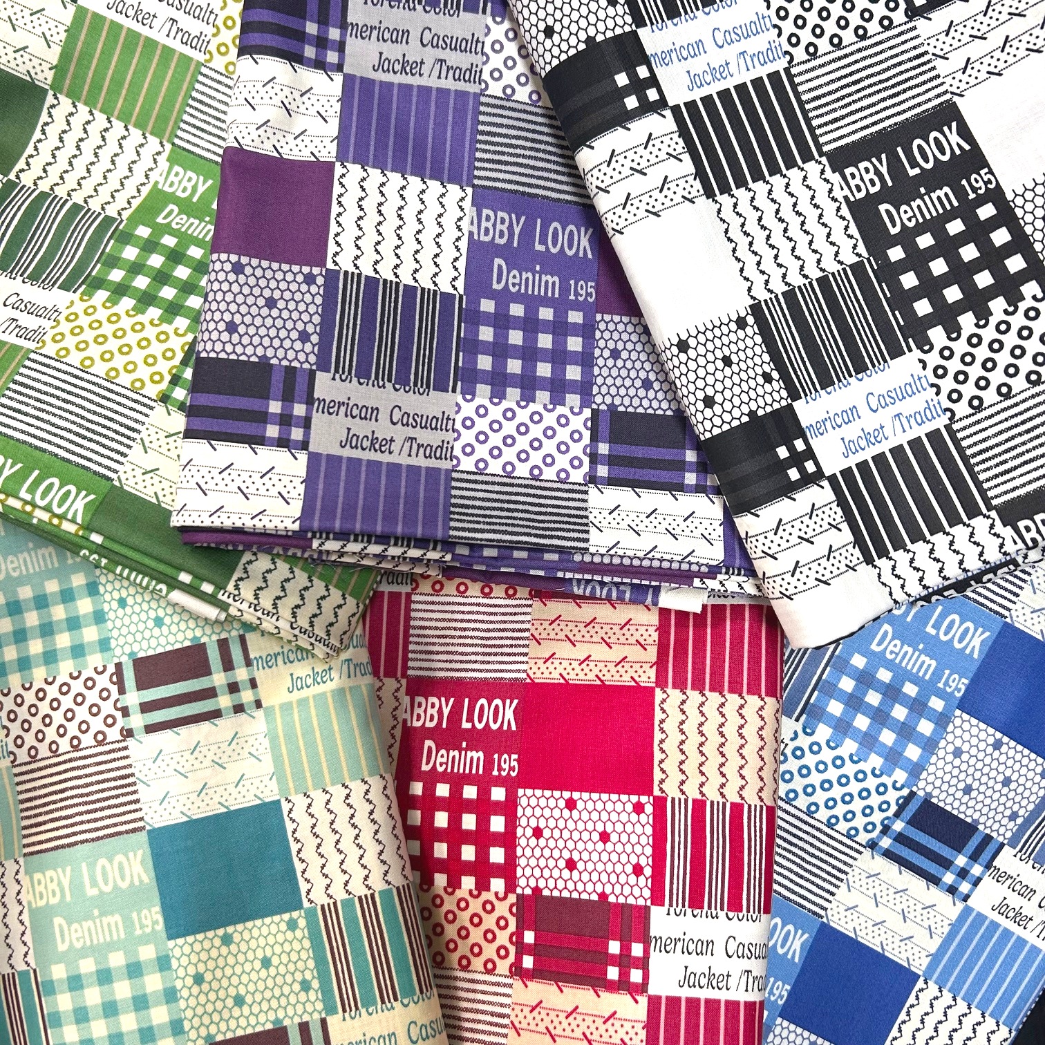 【小関鈴子先生 新柄デザイン】パッチワーク柄 英字柄 6色展開 (JKS-485）