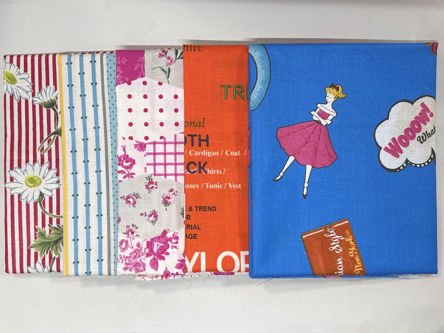 数量限定【小関鈴子デザイン 人気の布をお得な5枚セットに】ストライプ  ドット  アルファベット パッチワーク柄  英字  花柄  レトロ柄 (JKS-SET017)