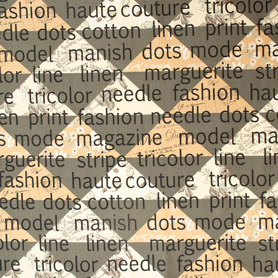 【小関鈴子先生デザインプリント】英字・三角柄 (JKS-226) グレー系