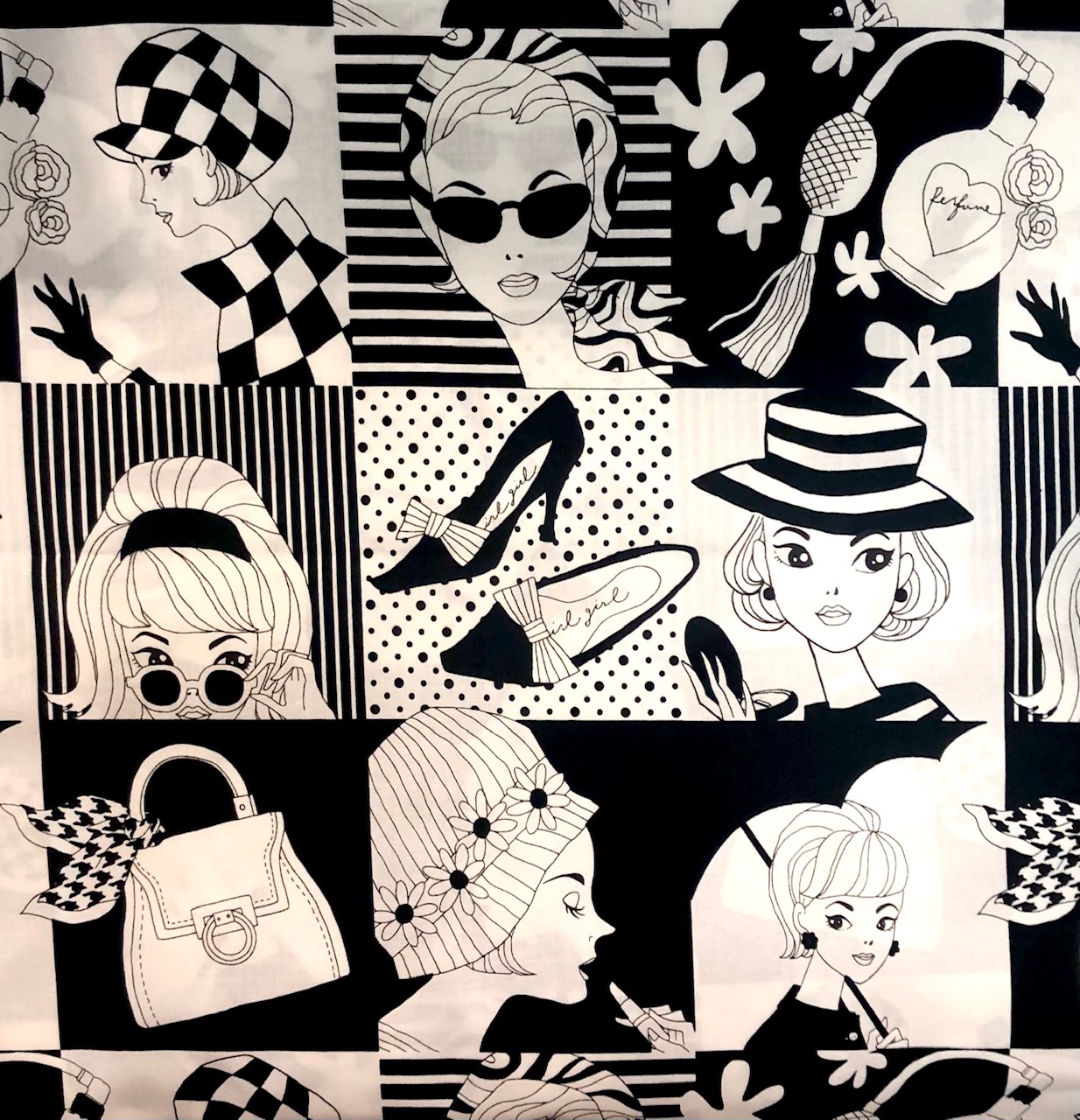 【国産生地】ミヤコカワグチ Miyako Kawaguchi  レトロガール  ブラックとグリーンの2色展開 (JOM-014)