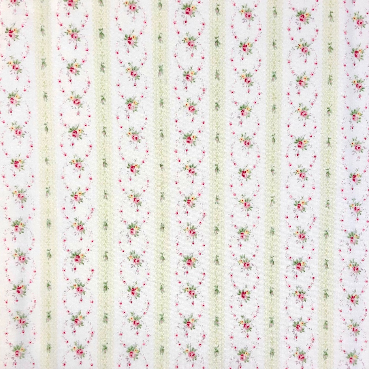 花柄ストライプ プリント Jot 030 グリーン コットンガーデン