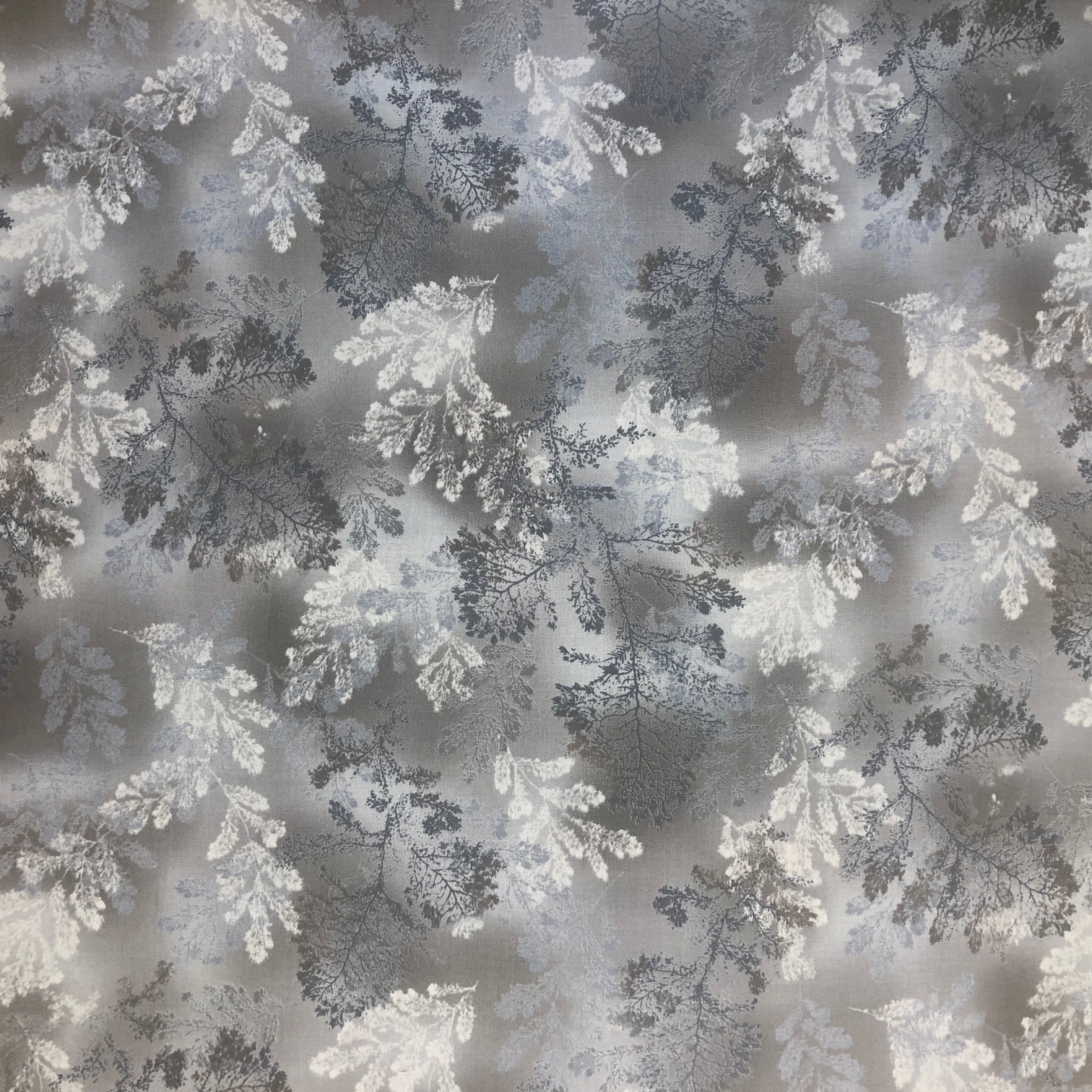 【国産プリント】JOT-191 グレー系 植物柄　50x110cm