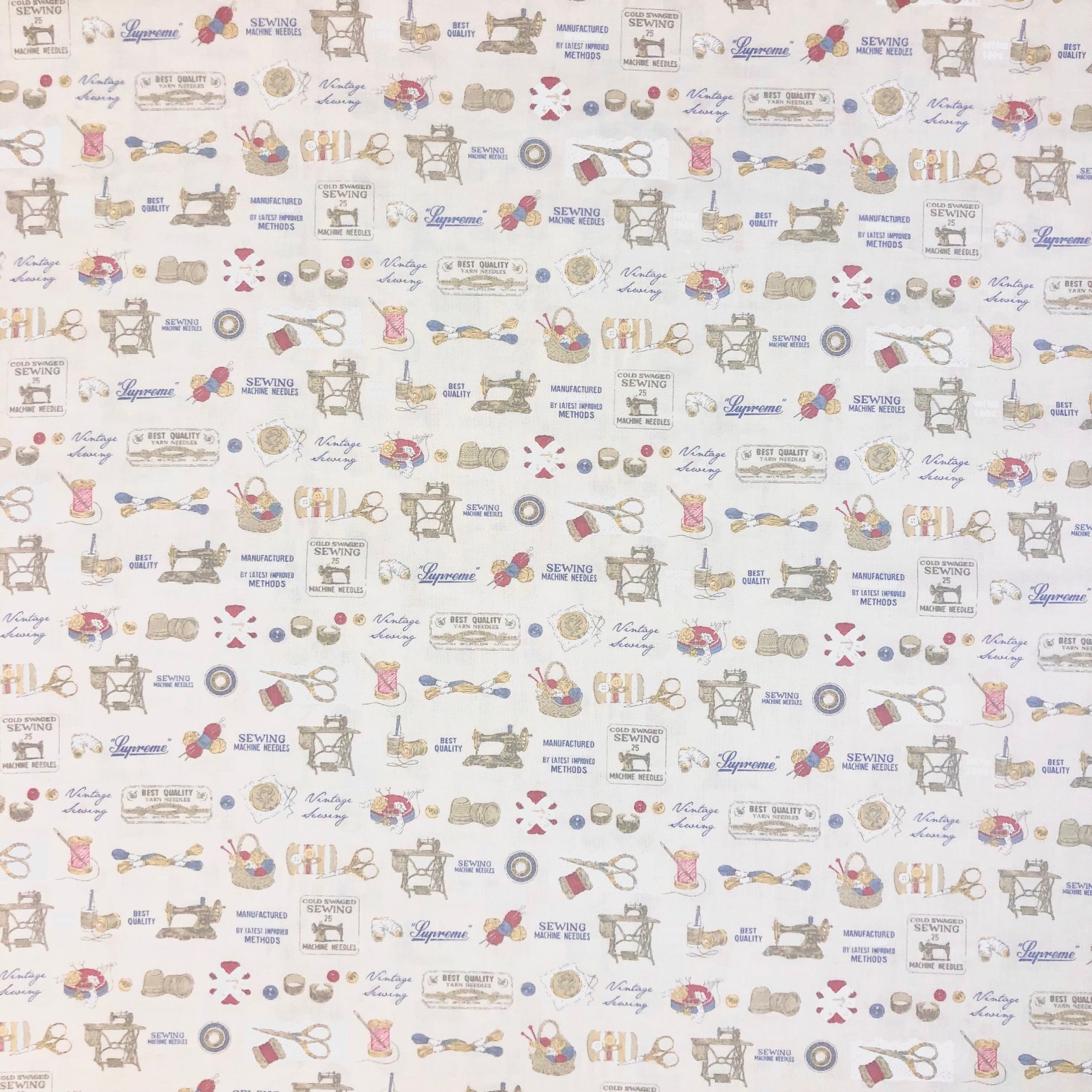 【国産デザインプリント】JOT-192 ホワイト系 手芸用品柄　50x110cm