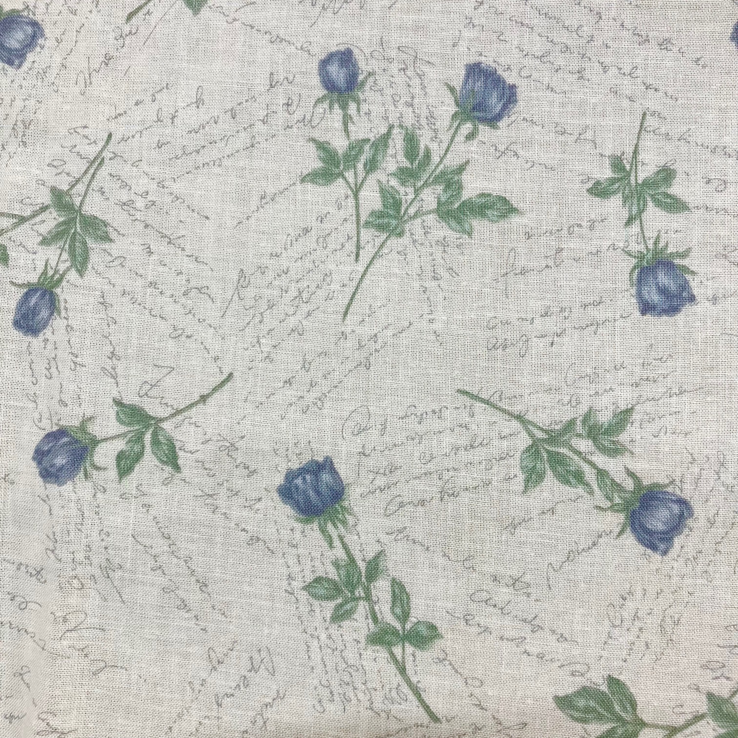 【花柄プリント】(JOT-206)　ブルー　花/英字柄