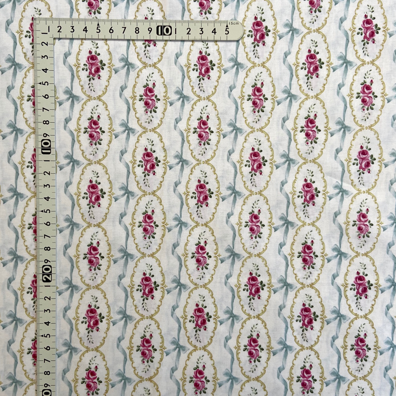 【園部美知子先生デザインプリント】ブルーリボン＆薔薇(JSM-001）