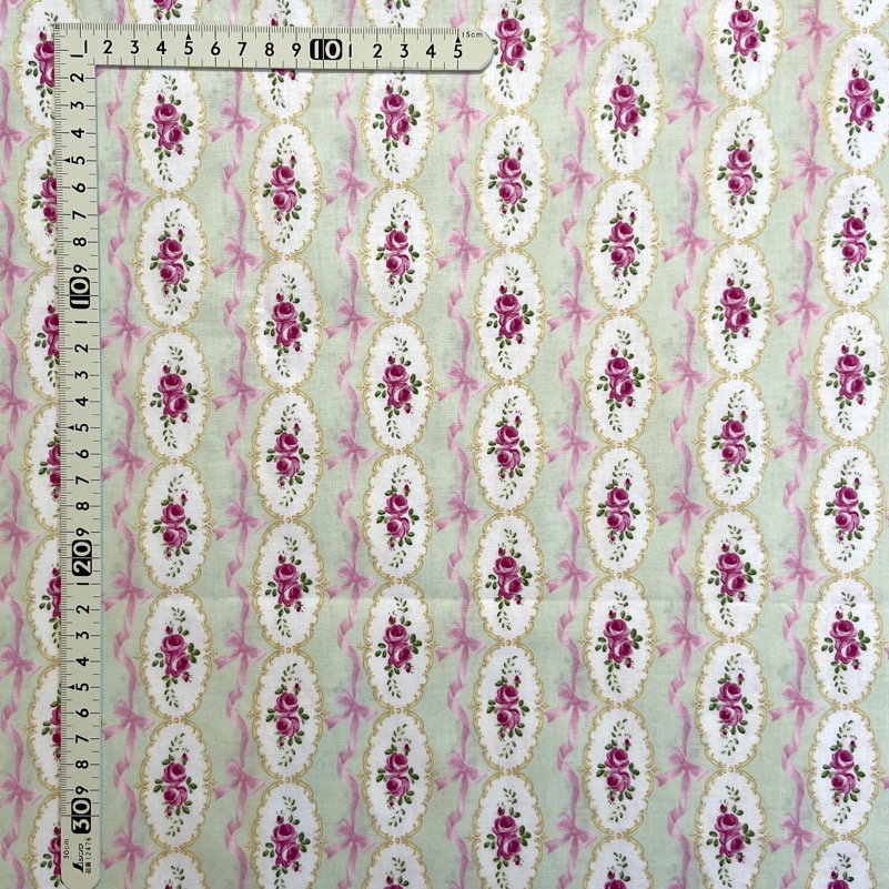 【園部美知子先生デザインプリント】クラシックコレクション リボン 薔薇 ストライプ(JSM-002）