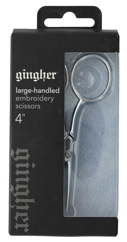 イタリア製【GINGHER/ギンガー Large Handle Embroidery Scissors】エンブロイダリーシザーズ  4インチ ラージハンドルハサミ [ケース付き] プロも愛用する最高級品 手芸用はさみ  刺繍バサミ 縫製 クラフト 小型ハサミ(NOT-010)