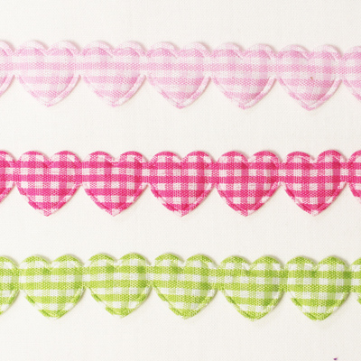 【Gingham Hearts Trim】ギンガムハートのテープ １mサイズカット (NOT-155) カラーバリエーション